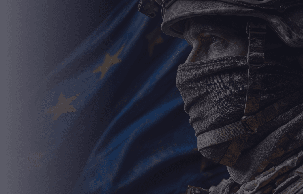 soldier infront of flag